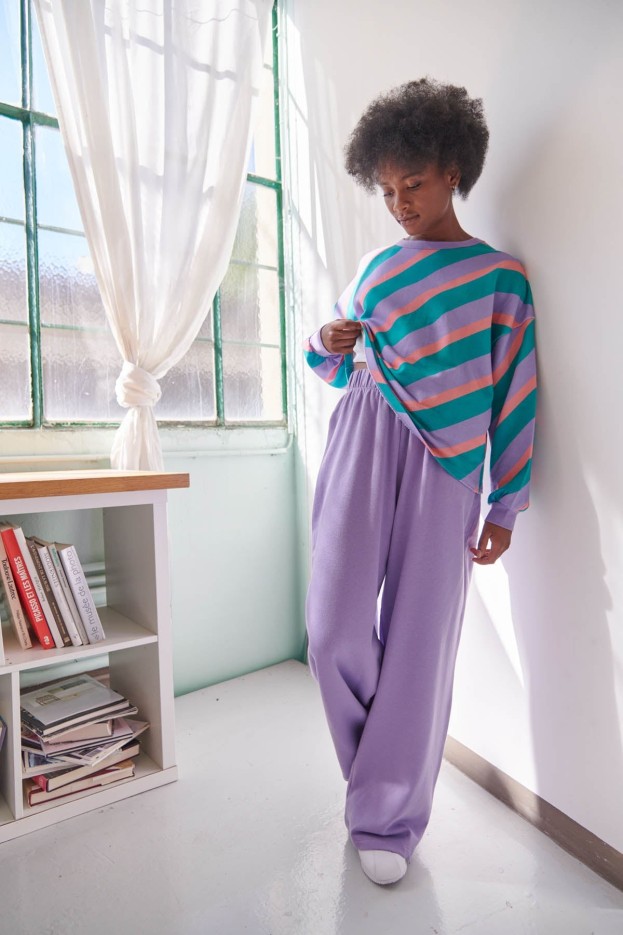 Pantalon jogging en coton VIOLET