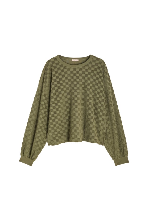 Sweat éponge damier coton bio