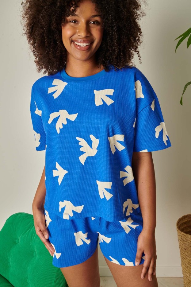 Ensemble pyjama short coton bio nid d'abeille