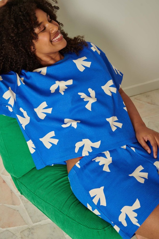 Ensemble pyjama short coton bio nid d'abeille