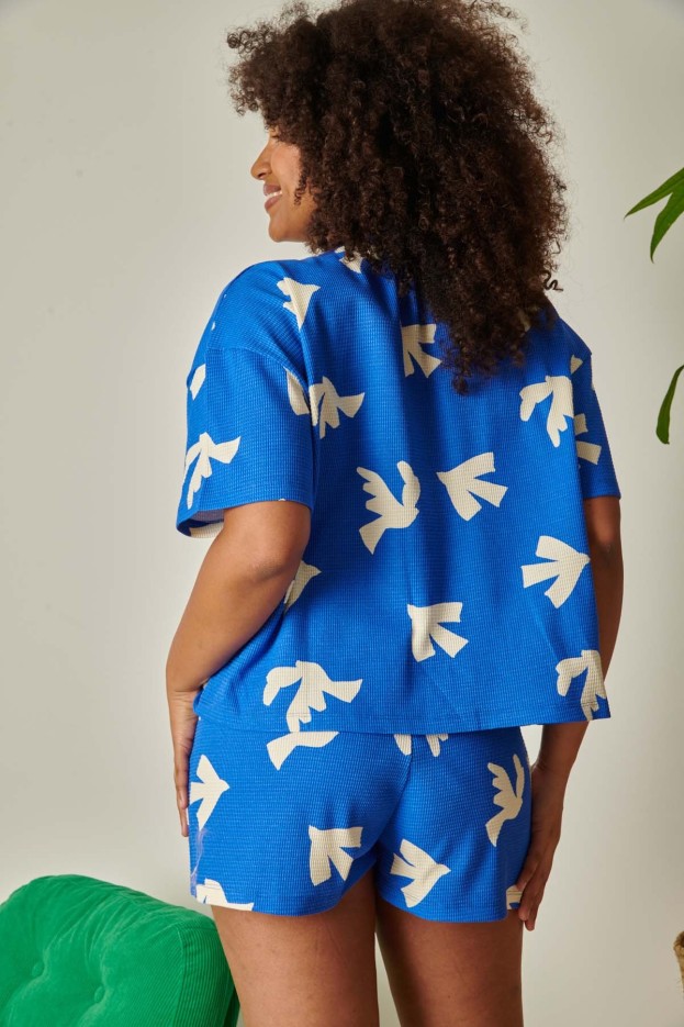 Ensemble pyjama short coton bio nid d'abeille