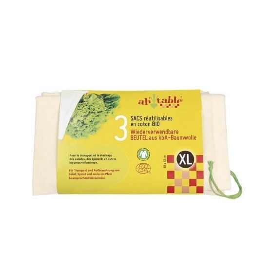 Lot de 3 Sacs réutilisables XL Coton Bio