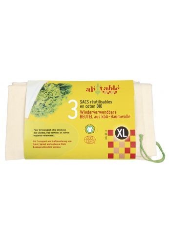 Lot de 3 Sacs réutilisables XL Coton Bio