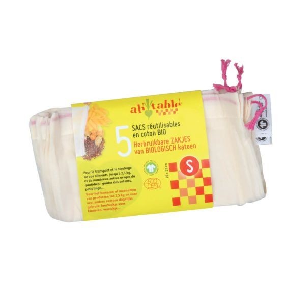 Lot de 5 sacs réutilisables céréales et légumineuses Coton Bio