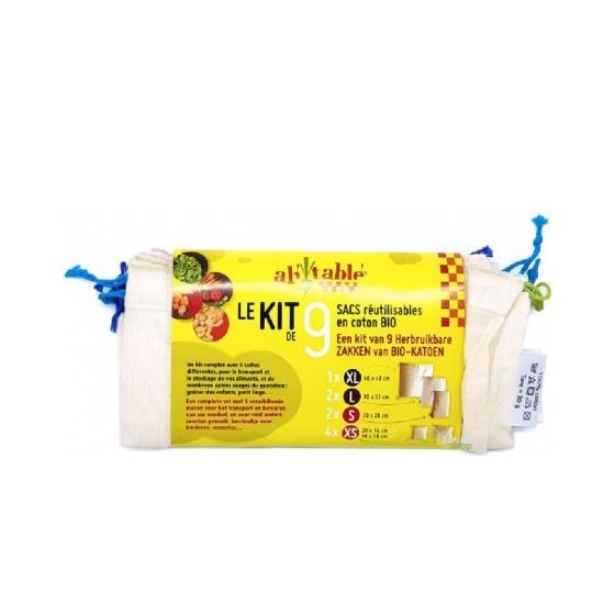 Kit 9 sacs pour vrac en Coton Bio