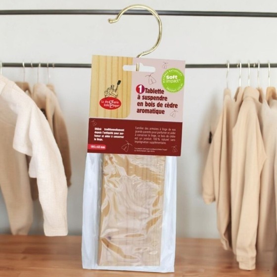 Sachet 1 tablette en cèdre à suspendre pour le linge