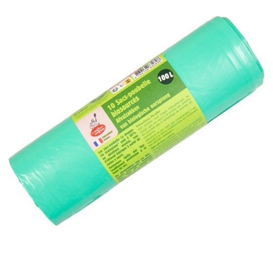 Rouleau de 10 sacs poubelle biosourcés 100L