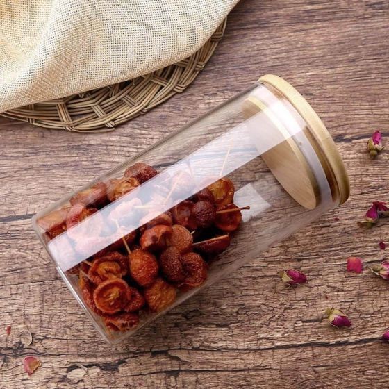 Bocal en verre avec couvercle en bois 0.8L