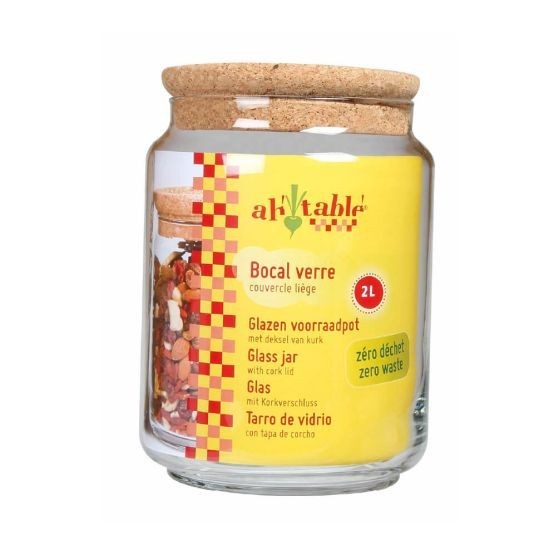 Bocal en verre avec couvercle en liège 2L