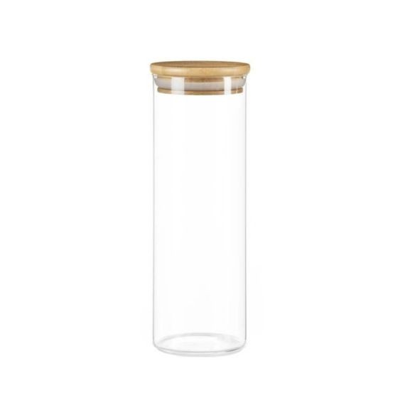 Bocal en verre avec couvercle en bois 1,4L