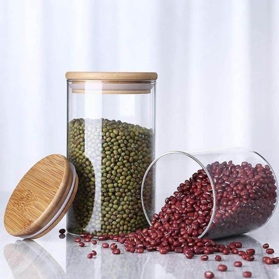 Bocal en verre avec couvercle en bois 0.5L