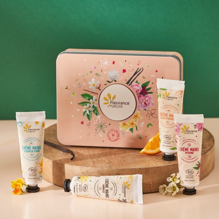 Coffret beauté Bio mains pêche evasion florale