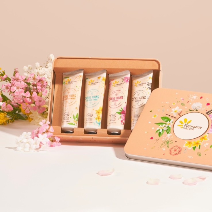 Coffret beauté Bio mains pêche evasion florale
