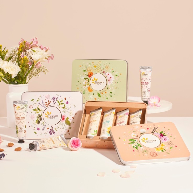 Coffret beauté Bio mains pêche evasion florale
