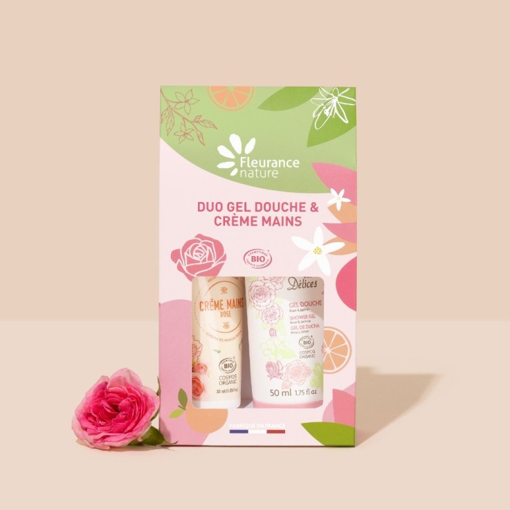 Duo Bio gel douche et crème mains rose