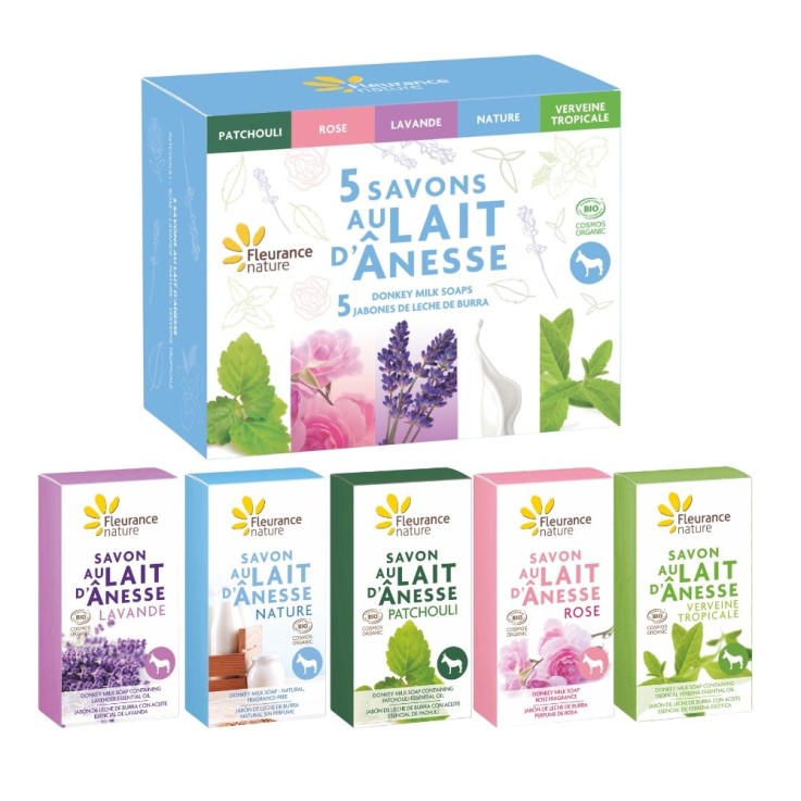 Coffret beauté Bio 5 savons au lait d’anesse