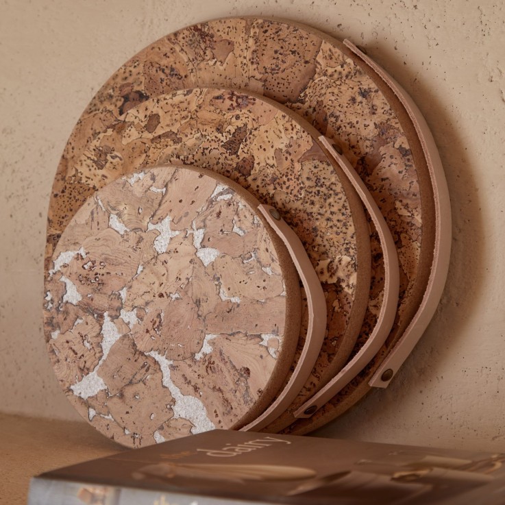 Dessous de Plat en Liège Petit avec Poignée en Cuir Cork