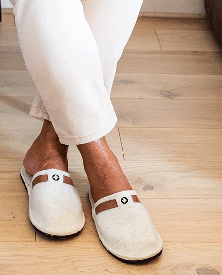 Chaussons mixtes Laine artisanale Cham Ecru 42/43
