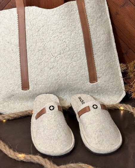 Chaussons mixtes Laine artisanale Cham Ecru 42/43