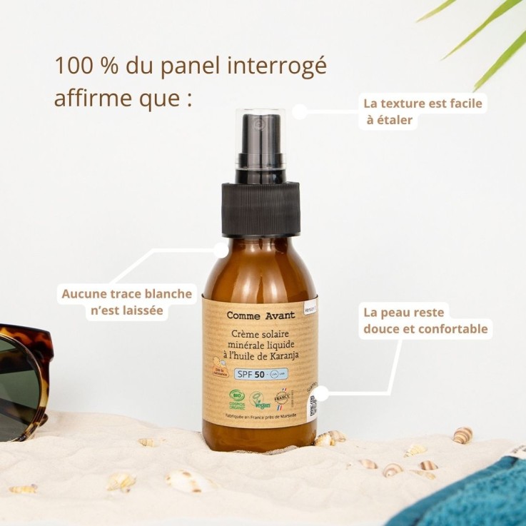 Crème solaire SPF50 minérale à l'huile de Karanja V1 Bio (90ml)
