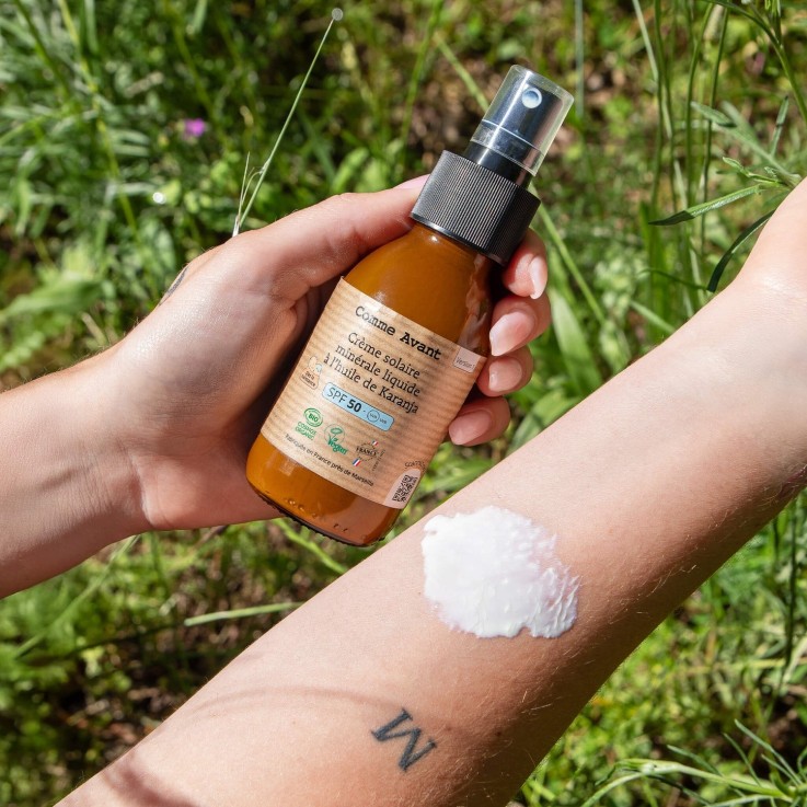 Crème solaire SPF50 minérale à l'huile de Karanja V1 Bio (90ml)