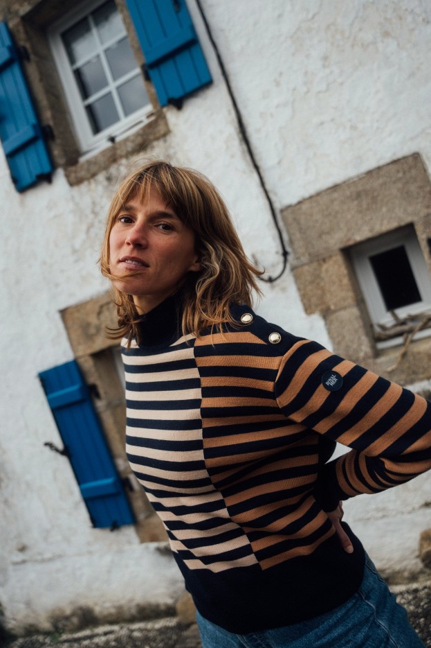 Pull tricolore Eulalie laine mérinos