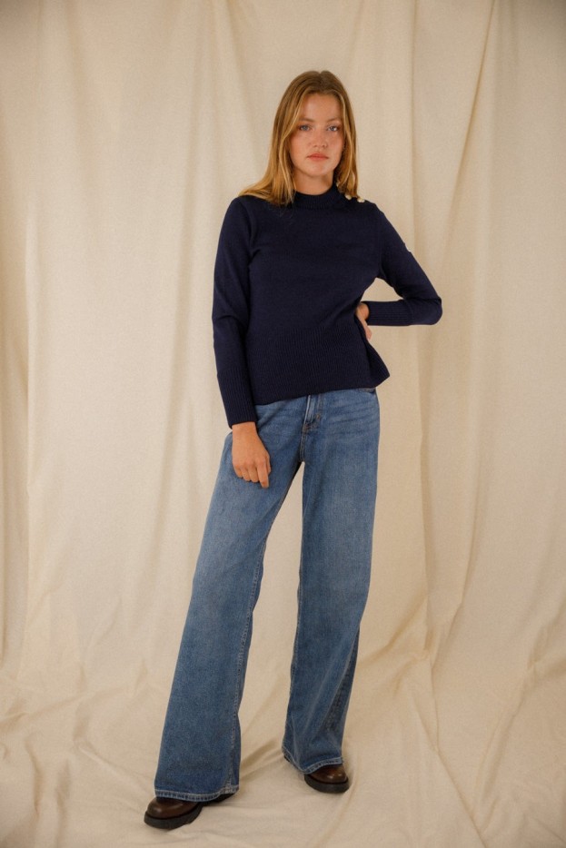 Pull marin uni Brunella laine mérinos