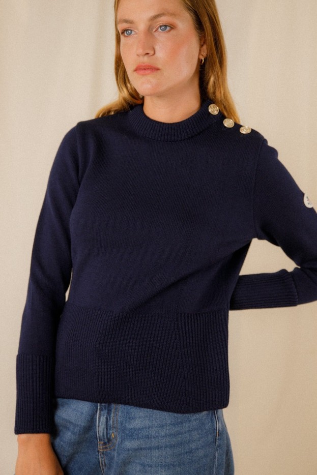 Pull marin uni Brunella laine mérinos