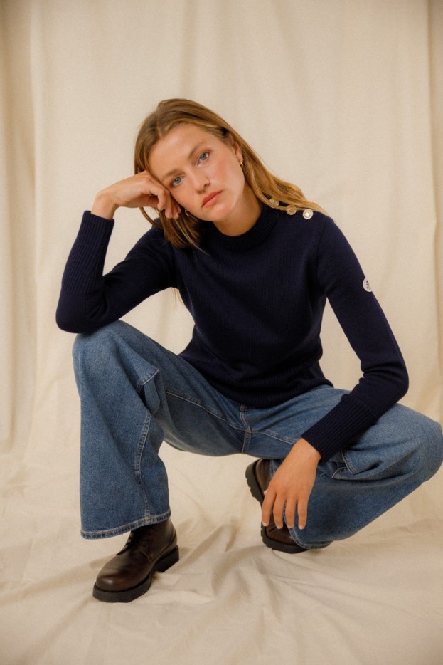 Pull marin uni Brunella laine mérinos