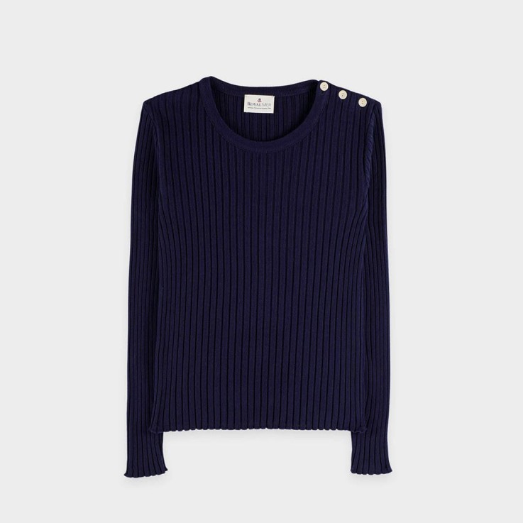 Pull col rond Anne finition ondulée coton