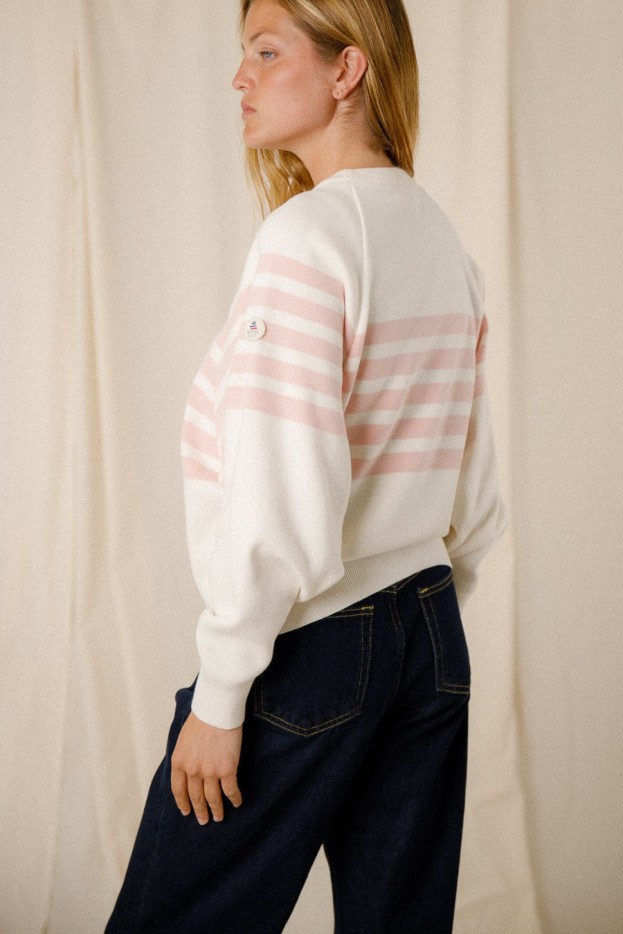 Pull ample rayé bicolore coton