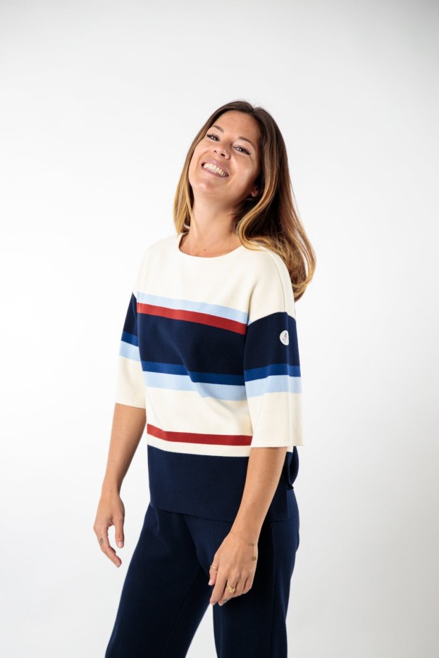 Pull rayé multicolore Astrid coton