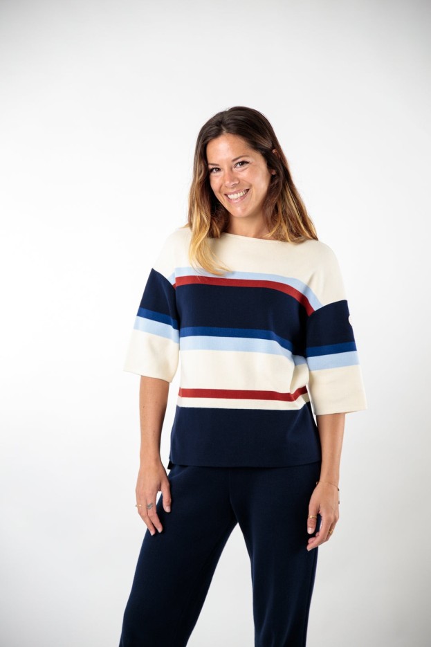 Pull rayé multicolore Astrid coton