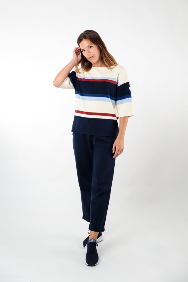 Pull rayé multicolore Astrid coton