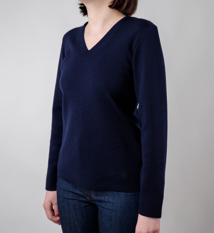 Pull classique col V Guipel laine mérinos