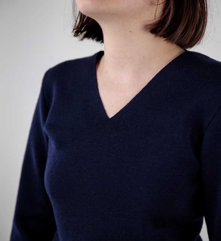 Pull classique col V Guipel laine mérinos