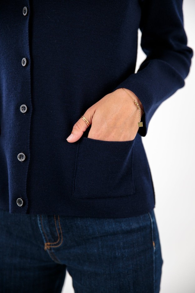 Gilet classique col V Carolles laine mérinos fine