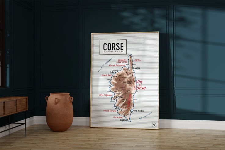 Carte vintage scolaire de la Corse