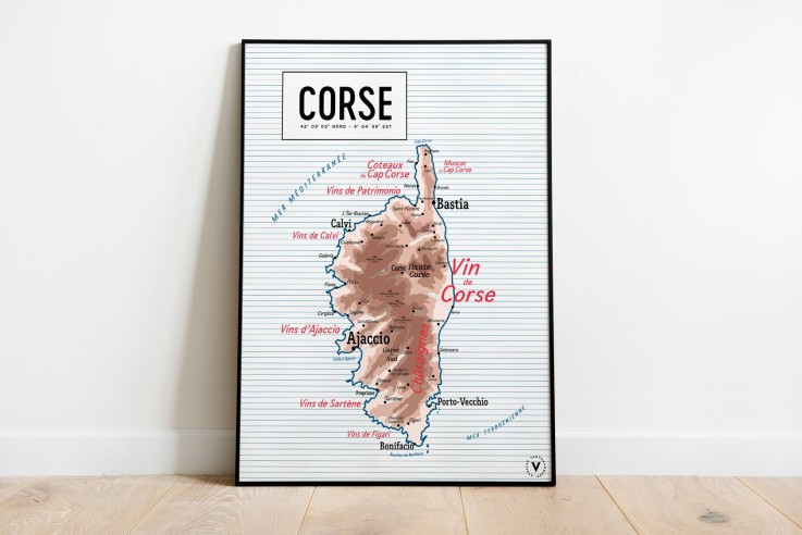 Carte vintage scolaire de la Corse