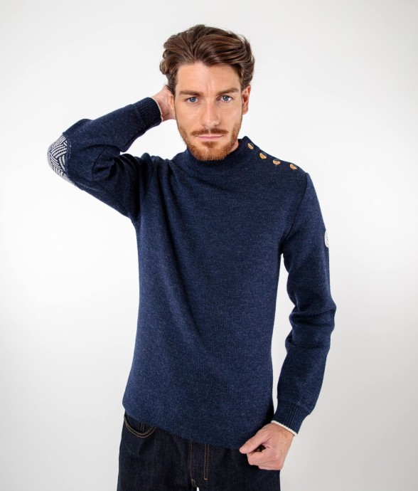 Pull marin uni coudières...