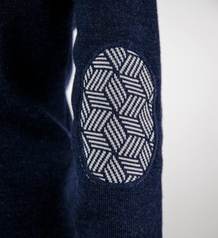 Pull marin uni coudières fantaisies Gildas laine vierge