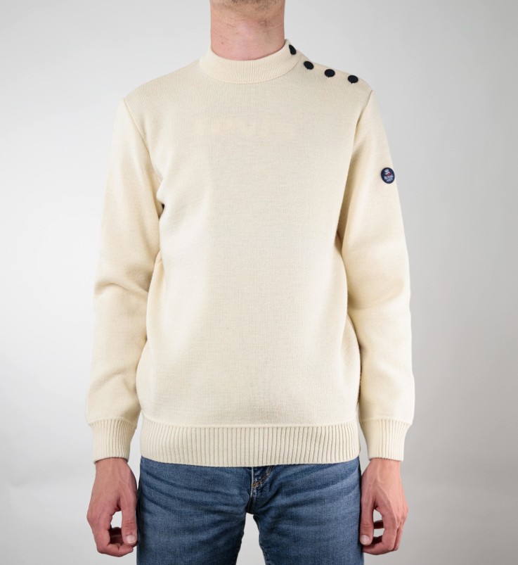 Pull classique marin ample uni Beg Meil laine vierge