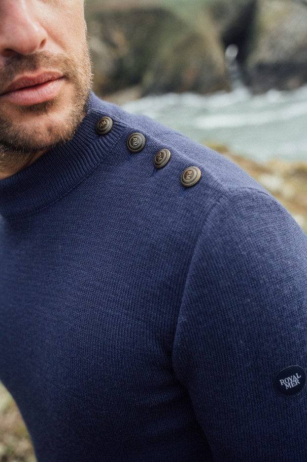 Pull marin uni Adrian 2 laine vierge