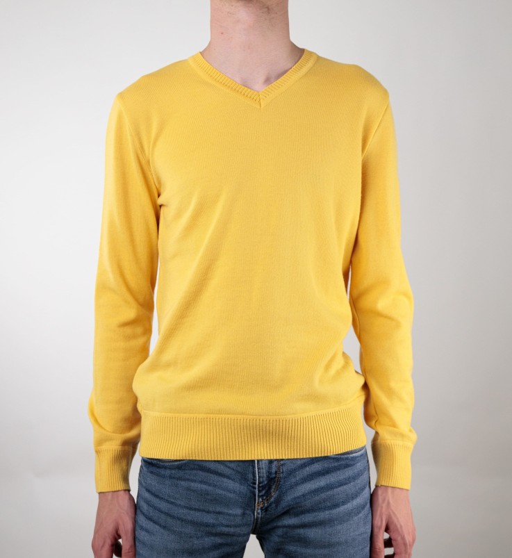 Pull fin uni col v Charles laine mérinos