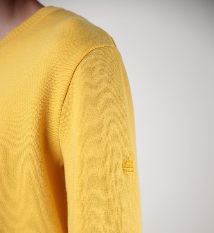 Pull fin uni col v Charles laine mérinos