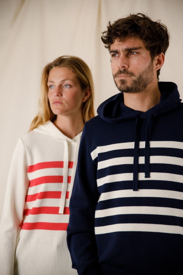 Sweat rayé unisexe Marlo laine mérinos
