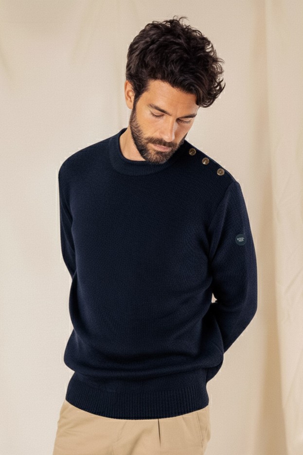 Pull marin uni Adrian C laine vierge