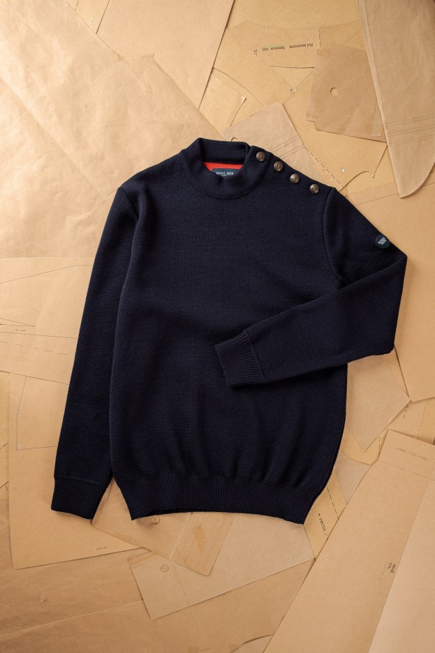 Pull marin uni Adrian C laine vierge