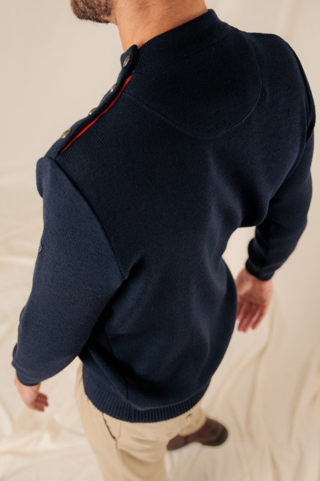 Pull marin uni Adrian C laine vierge