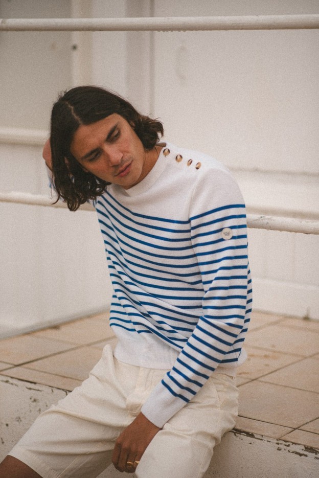 Pull marin rayé Armel laine mérinos